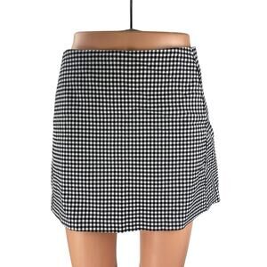 Urban Outfitters Womens Gingham Plaid Check High Rise Mini Flare A-Line Skirt S